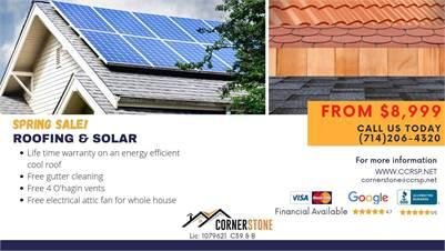 CORNERSTONE: Chuyên làm MÁI NHÀ – ROOFING – Tất cả các loại, HỆ THỐNG SOLAR