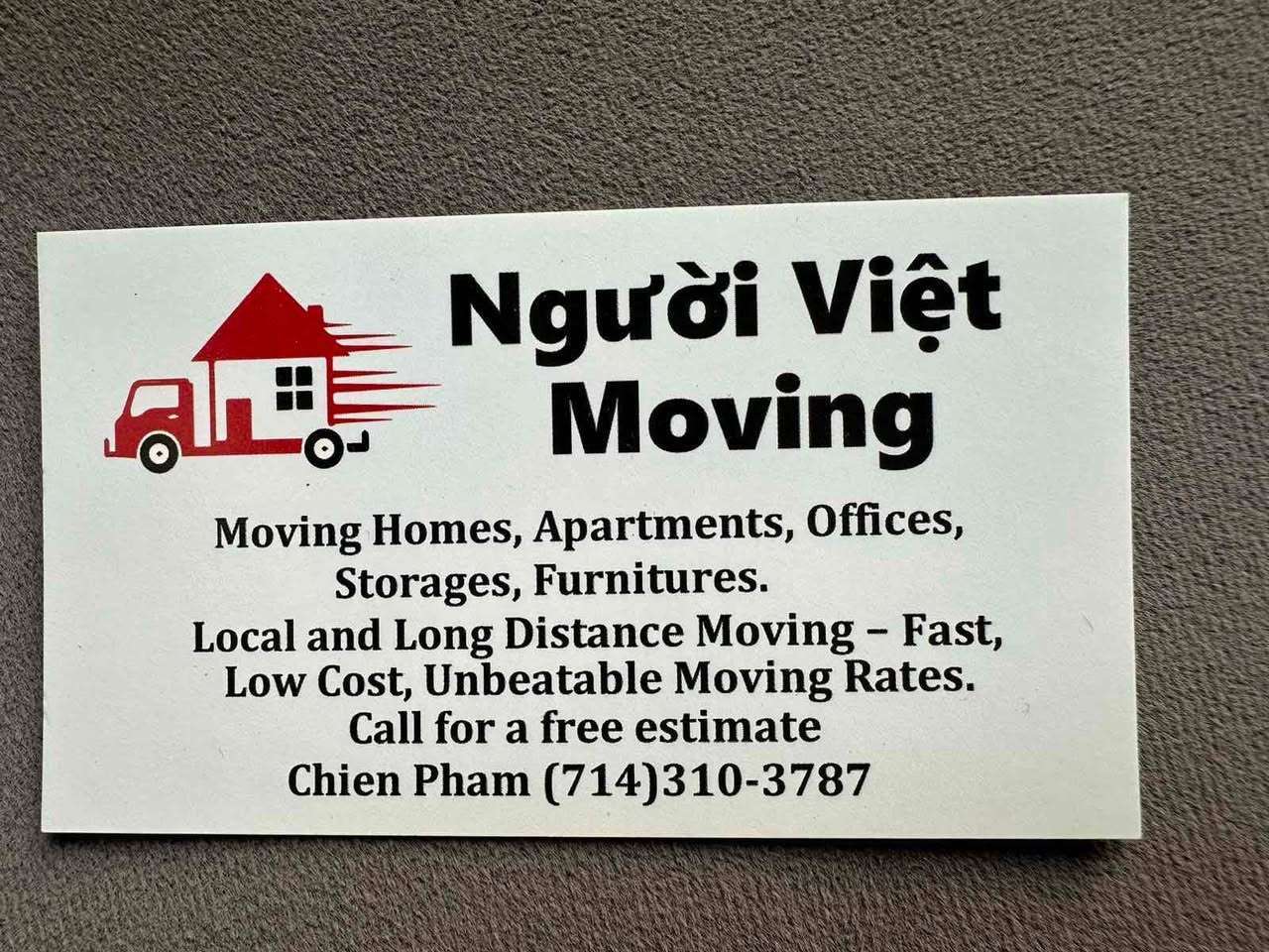 Dịch Vụ Vận Chuyển Người Việt Moving – Anaheim, CA